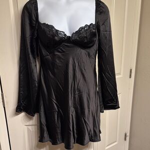 Elegant Black Lace Trim Dress